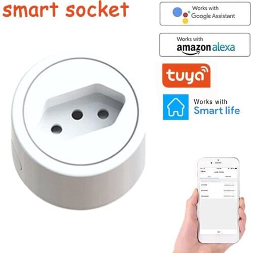 Wireless WiFi Tuya Smart Plug Brazil Adaptor Remote Voice Control Power Energy Monitor Outlet Timer Socket For Alexa Google Home