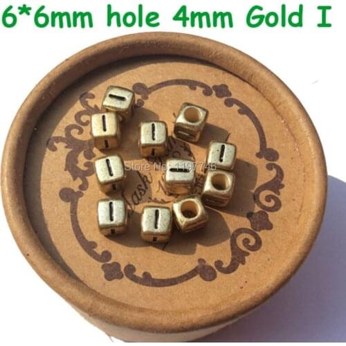 English Letter Alphabet Beads Acrylic Gold Square Spacer Loose Bead For Jewelry Making DIY Bracelet For Women Kids 6mm 2600pcs
