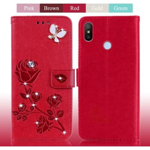 With Diamond Phone Case For Xiaomi Mi A2 Lite Case For Xiaomi Redmi 6 Pro Cover Flip Leather Wallet Case Mi A2 Cover Funda