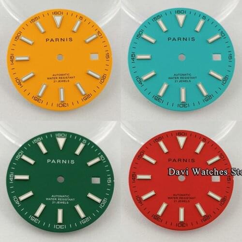 30.8mm Parnis Red Yellow Blue Green Watch Dial Fit Miyota 8215 821A 8205 8200 DG2813/3804 movement
