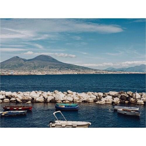 DIY Diamond Painting By Number Kit,Crystal Rhinestone Diamond Embroidery Paintings for Home Decor Fishing Boat Beach