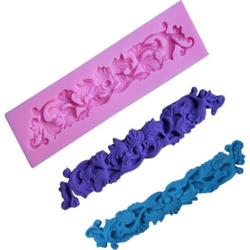 Long Lace Patterns Shape Fondant Cake Silicone Mold Chocolate Candy Molds Clay Pastry Mould Biscuits Baking Cake Decoration Tool