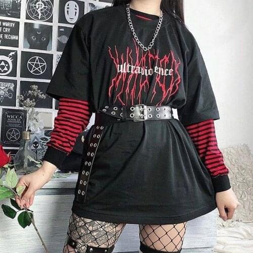 Gothic Tees Satan Made Me Do It Harajuku Casual S-2XL Letter Hip Hop Punk Casual O-Neck Women Short Sleeve Fun Devil T-Shirt