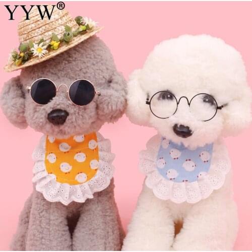 Cotton Lace Pet Scarf Cartoon 4 Sizes Cat Dog Bandana Bibs Scarf Collar Adjustable Pet Scarf Saliva Towel For Dogs Products