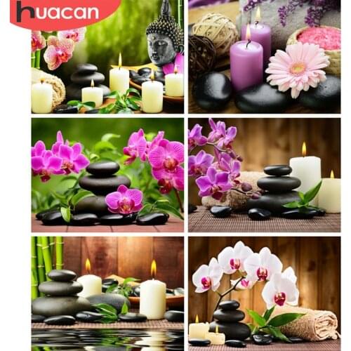 Huacan DIY Diamond Embroidery Orchid Stone Square Pattern Rhinestone Sets Diamond Painting Cross Stitch Wall Decor Needlework