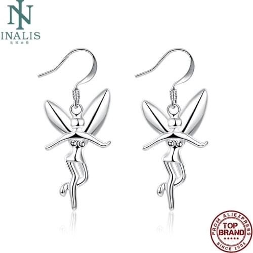 INALIS Romantic Hanging Angel White Drop Earrings For Women Anniversary Girls Copper Earring Fashion Jewelry Gift Recommend