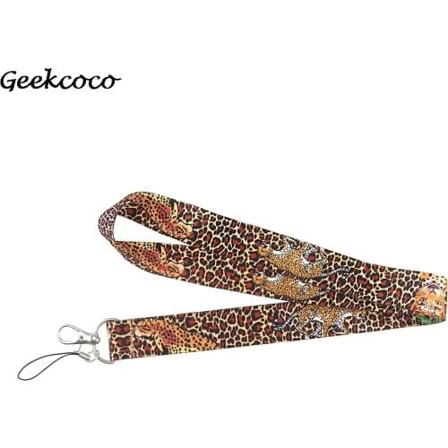 J1806 Fashion Cartoon Leopard Neckneck Lanyard Key ID Card Gym Mobile Phone Strap Multifunction Mobile Phone Decoration