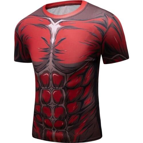 Bodybuild Sport Work Out Compression Shirts 3D Printed T shirt Men Short Sleeve Costume Style Tops Male Fitness Quick-dry Tights