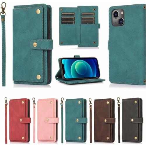 Luxury Leather Case For iPhone 12 13 11 Pro XS Max 6 6s 7 8 Plus SE 2020 Wallet Flip Card Shoulder Strap Protector Phone Cover