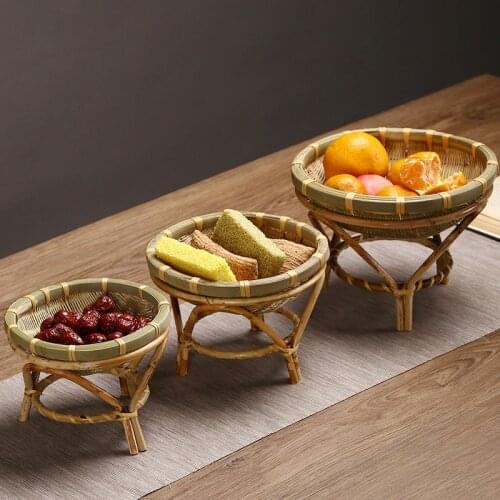 Creative household handmade bamboo woven dry fruit tray fruit basket, coffee table snack storage bread basket bamboo basket