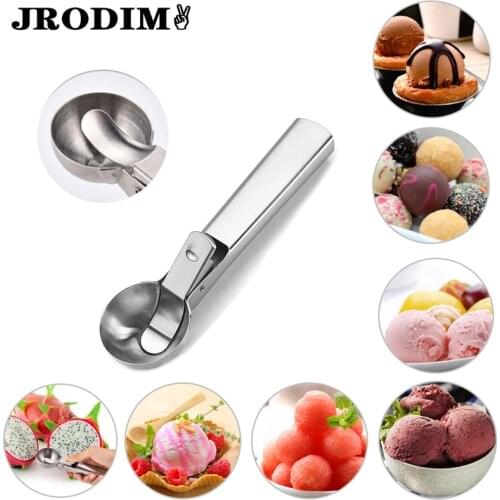 Kitchen Tool Stainless Steel Ice Cream Scoops Stacks Non-Stick Ice Cream Digger Spoon Potato Watermelon Fruit Dessert Ball Maker