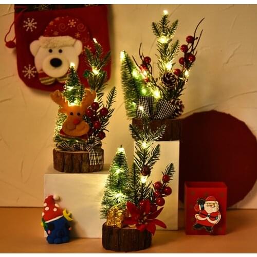 Mini Christmas Tree Artificial Luminescent Miniature Christmas Decorative for Home Kitchen Desktop XR-Hot