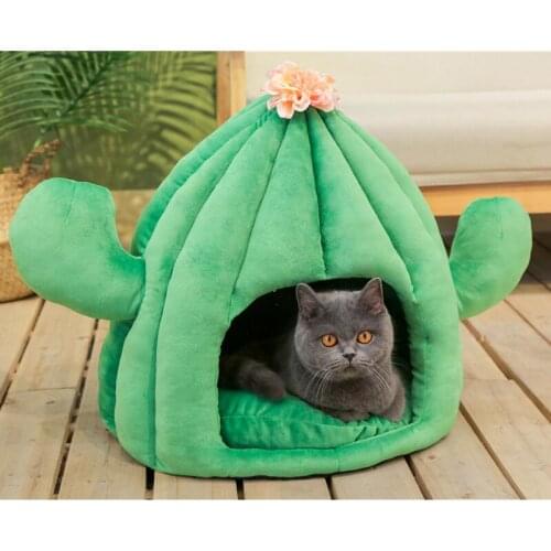 45cm Soft Warm Cactus Cats Plush Nest Cats House Cave Pet Kitten Cushion Basket Sleepping Mat for Cats Small Dog Nest