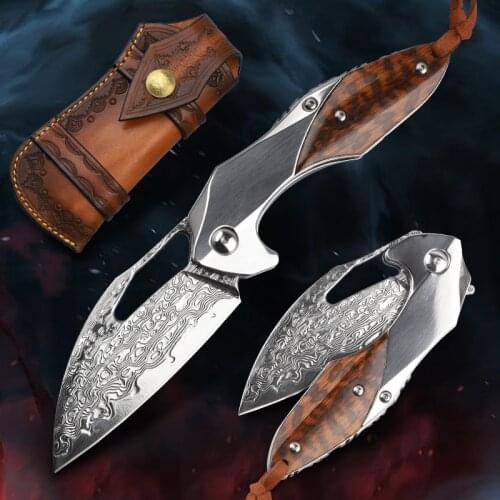 Mechanical Folding Knife Set Damascus Steel Folding Knife VG10 Steel Pocket Knife Blade Outdoor Hunting Knife Survival EDC Tools