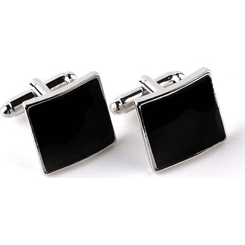 One pair 1.8cm popular square black enamel casual french style cufflink fit men/womens shirt xyc244