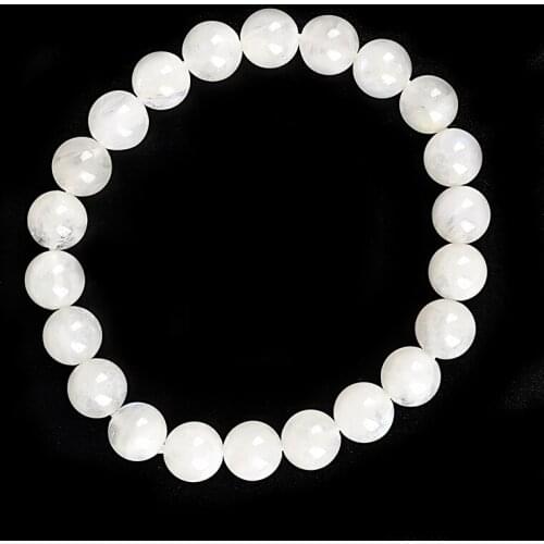 Wholesale Pure and Clean White Moonstone Size For 8.6mm Handmade DIY Bracelet Findings 7.5inch For Ladies Girls Gift H182