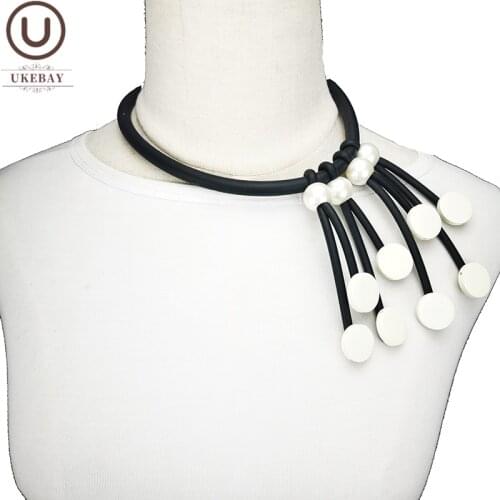 UKEBAY New Choker Necklaces Women Goth Jewelry Pearl White Short Sweater Necklace Designer Handmade Necklaces For Party Jewelry