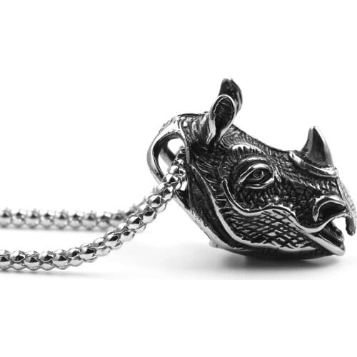 Punk Gothic rhinoceros necklace for Men Charm Statement Necklaces Jewelry Collares bijoux femme