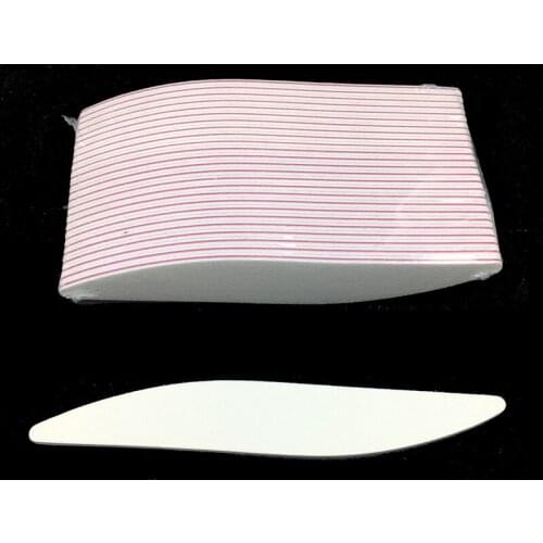 50pcs White Crescent Moon Double Side Emery Professional Nail File 100/180 UV Gel Polish Nail Art Washable Sandpaper Tool