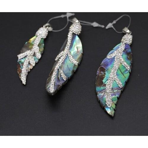 Natural Stone Shell Pendants Leaf shape Abalone Charms for Retro Jewelry Making DIY Women Necklace Earrings Gifts