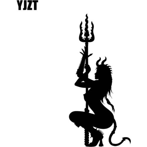 YJZT 6.9*14.9CM Provocative Sexy Devil Silhoutte Decal Cool Design Car Sticker Black/Silver Covering The Body C20-1437