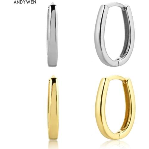 ANDYWEN 925 Sterling Silver Plain Ovals Hoops Piercing 2020 Circle European Female Luxury Fashion Party Jewelry In 2020 Jewelry