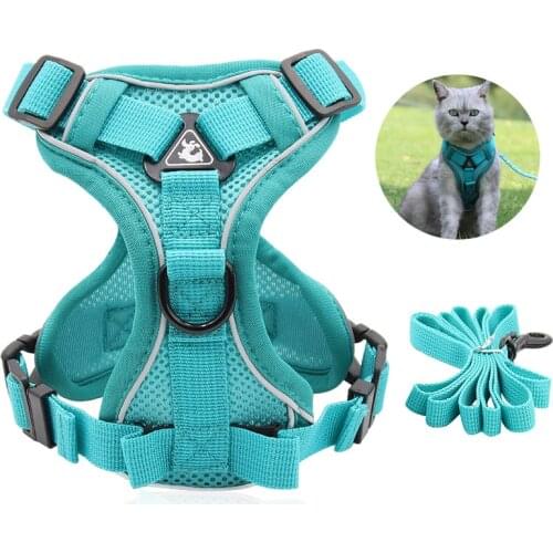 Cat Harness Vest Adjustable Reflective Collars Cute Walking Lead Leash Set Harnesses Necklace For Small Dogs Cat Accessories