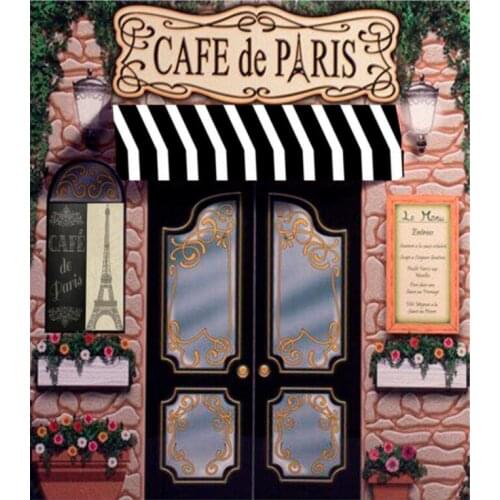 Cafe De Paris Retro Stone Coffee Store Eiffel Tower Pattern Photography Backdrop Custom Photo Studio Wedding Backgrounds