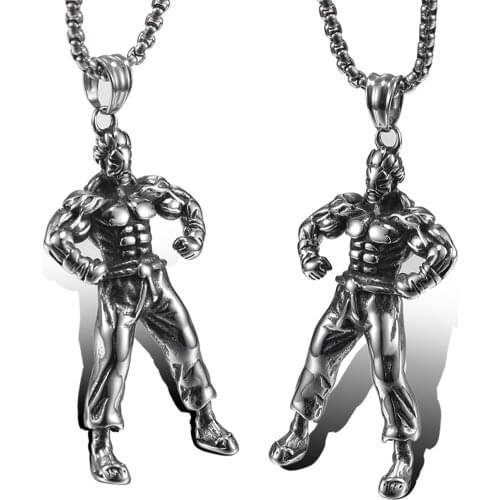 Stainless Steel Vintage Man Hercules Pendant Necklace Men High Quality Fashion Jewelry People Shape Personality Necklace Chocker