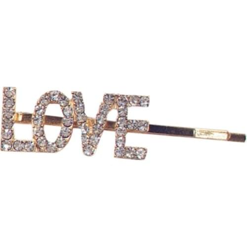 Women Girls Novelty Hollow Out Letters Hair Clip Luxury Shimmer Rhinestone One Word Hairpins Night Club Party Styling Barrettes