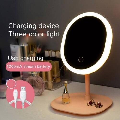 Led Makeup Mirror Touch Screen Desktop Mirror Travel Folding Professional Bathroom Vanity Beauty USB Chargeable Light Mirrors