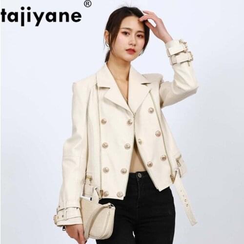 Tajiyane Spring Autumn Sheepskin Coat Real Genuine Leather Women Jacket Fashion Streetwear Moto Coats Women Clothes 7717 WPY335
