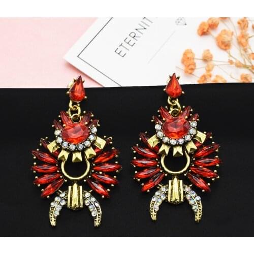 3 Colors Exaggerated New Fashion Rhinestone Multicolor Crystal Earrings Night Club Trendy Drop Earrings For Ladies Charm Jewelry