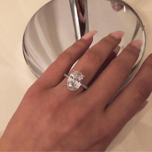 Charm Oval 4ct Lab Diamond Ring 925 sterling silver Engagement Wedding band Rings for Women Party JewelryMothers Gift