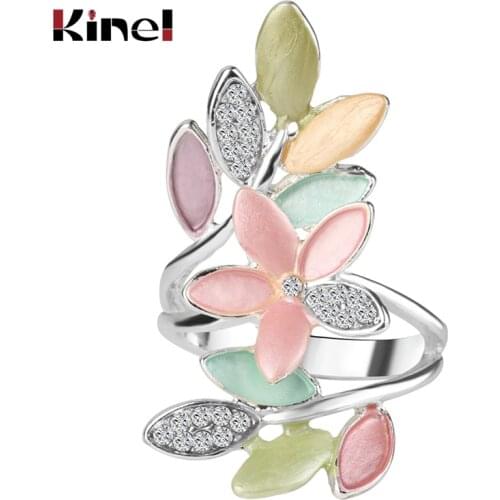 2017 New Trendy Multicolor Enamel Rings For Women Crystal Wedding Ring Female Vintage Jewelry Wholesale Girl Gift