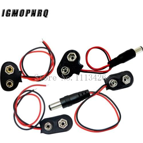 10pcs DC 9V Battery Button Power Cable Battery Buckle Snaps Power Cable Connector DC 5.5*2.1 For Arduino Diy