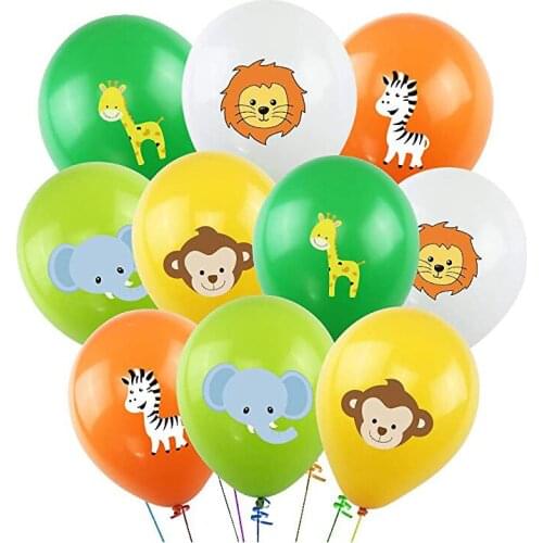 10pcs 12inch Animal Confetti Latex Balloons Jungle Wild Animal Party Supplies Birthday Balloon Decorations Baby Shower Boy