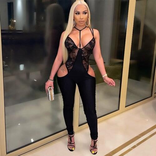 2021 New Arrival Fashion Design Jumpsuits Solid Embroidery Spaghetti Strap Summer Sexy Night Club Bodycon Rompers