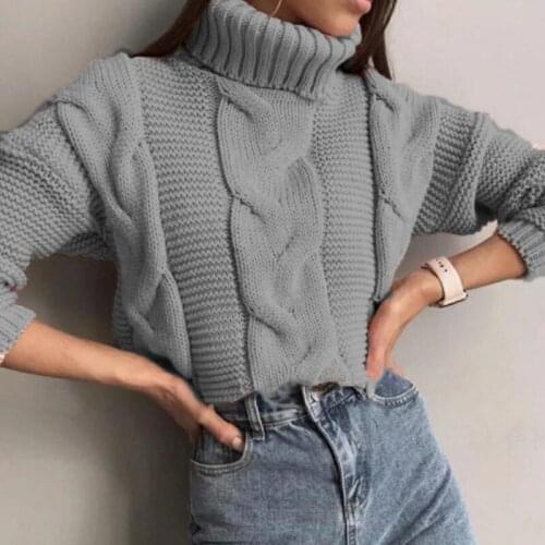 2021 NEW Autumn Winter Short Sweater Women Knitted Turtleneck Pullovers Casual Soft Jumper Fashion Long Sleeve Pull Femme