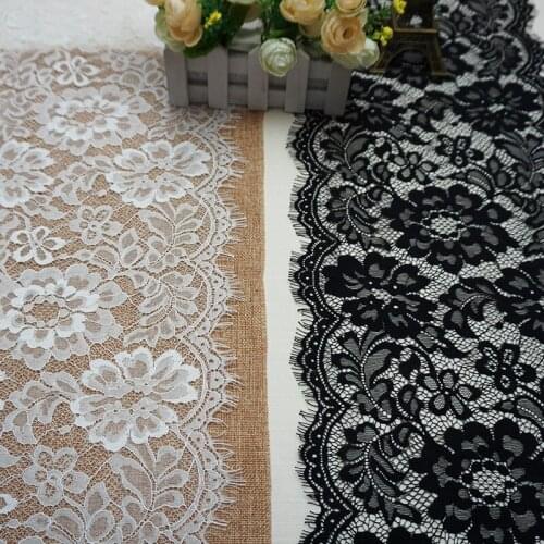 3M-6M/ lot Eyelash Lace Fabric 26cm DIY Decorative Black Nylon Eyelash Lace Trim Wedding Dress Accessories SM171