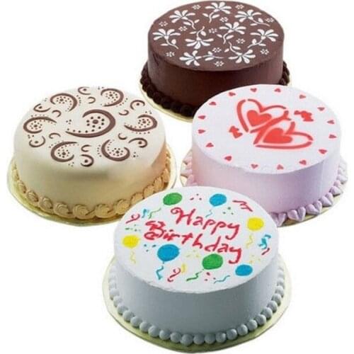 4PCS/Set Flower Heart Cupcake Cookie Stencils Cake Template Mold Baking Tools For Cakes Birthday Party Decoration Cake Stencil