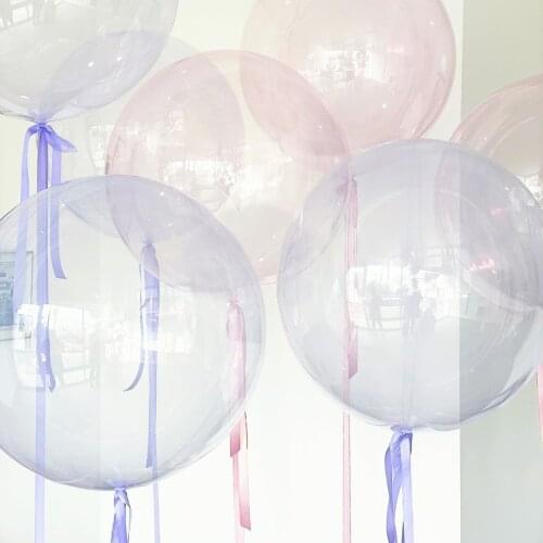 5Pcs 18inch Color Crystal Balloon Round Bobo Transparent Transparent Balloon Wedding Decro Helium Inflatable Multicolor Ball