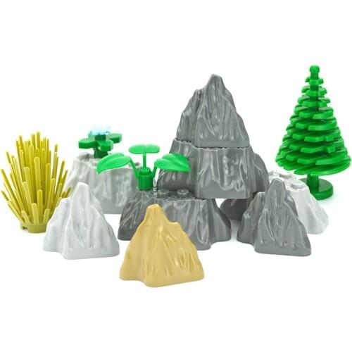 City Mountain Accessories Parts Hill MOC House Garden Stone Rock Model Building Blocks Military Weapons Bricks Toys For Children