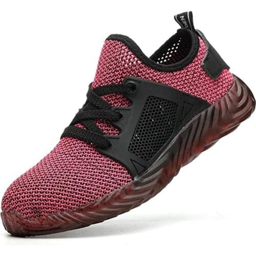 Safety Shoes for Men Women Lightweight Work Shoes Steel Toe Caps Trainers Industrial Boots Pink Shoes For Women