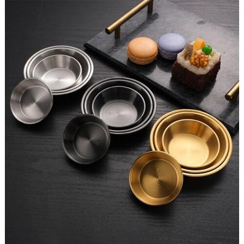 Golden Sauce Dish Appetizer Serving Tray Stainless Steel Sauce Dishes Spice Plates Kitchen Supplies Plates Spice Dish Plate sets