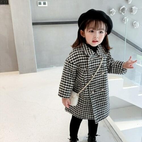 Woolen Girls Babys Kids Coat Jacket 2021 Green Warm Thicken Winter Autumn Cotton Pocket Buttons Outerwear Childrens Cloth