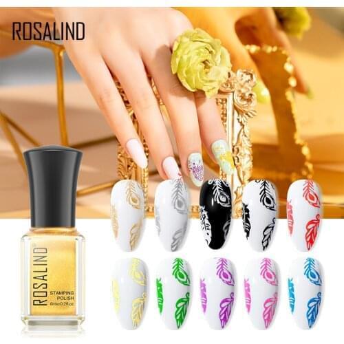 ROSALIND 6ML Stamping Gel Nail Polish Varnish Gold Color DIY Nail Printing Polish For Art Nails Templates Stamping Plate Design