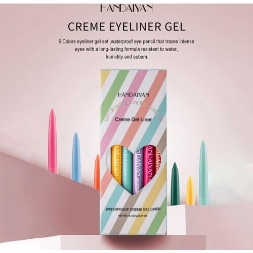 6Pcs/Set Gel Eyeliner Pen Matte Eye Liner Waterproof Sweat-proof Non-Smudge Eye Line Makeup Highly Pigmented Pearlescent