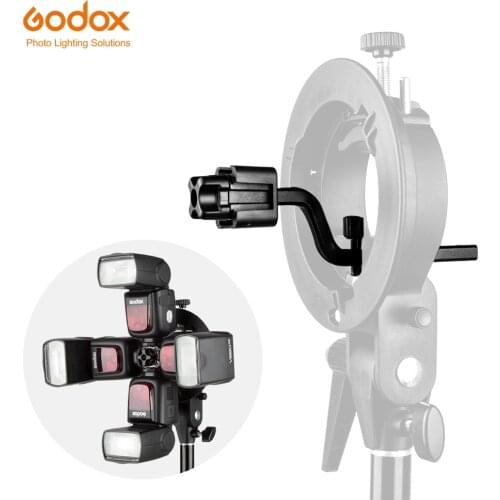 Godox S-FA Universal Aluminium Alloy Four Speedlite Holder Adapter Hot Shoe Mount Adapter for Flash