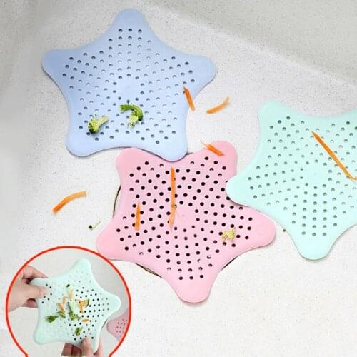HOT 3pcs TPR Floor Drain with Suction Cup for Kitchen Washbasin Bathroom Five-Pointed Star Sink Anti-Clogging Filter NDS